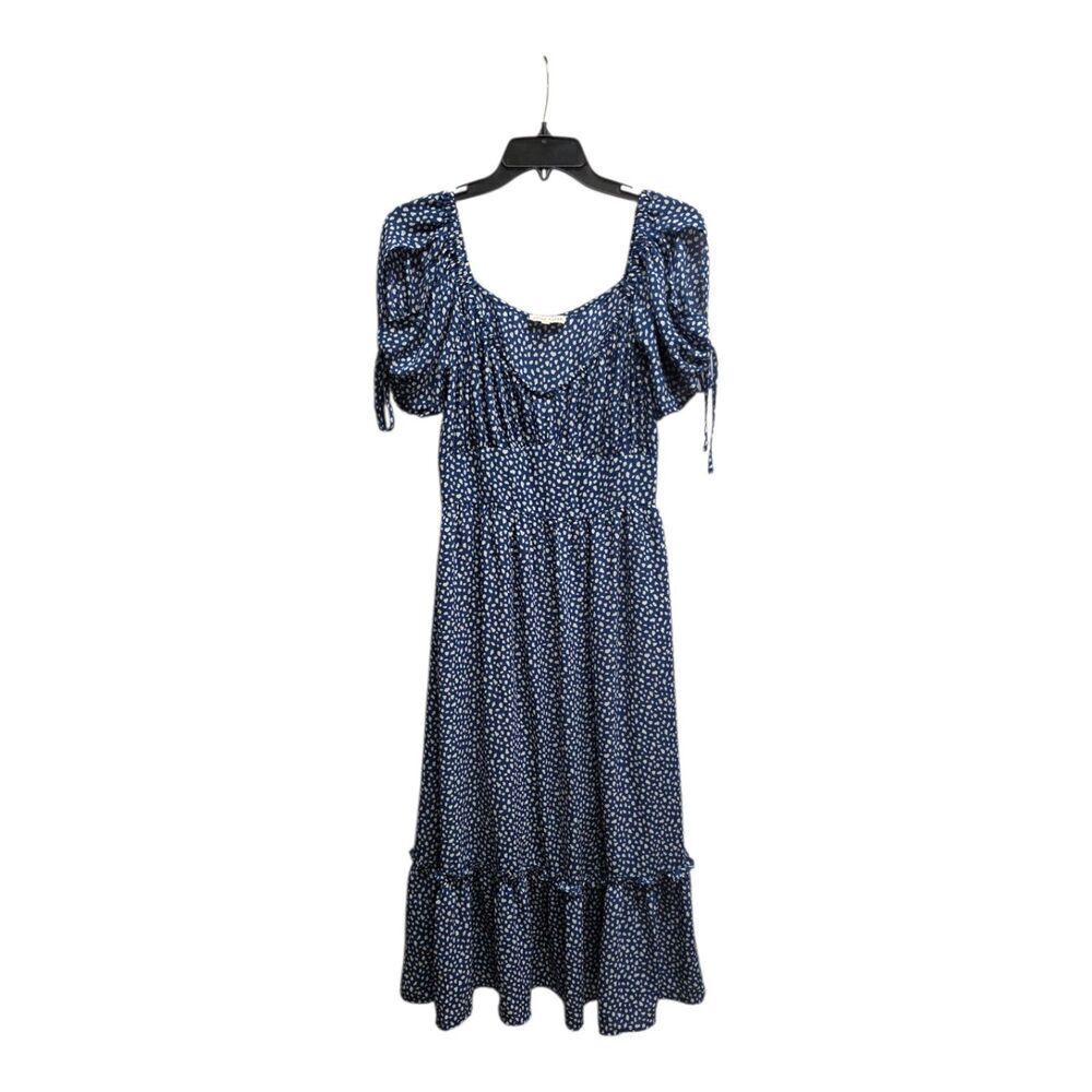 Moon River Blue Polka Dot Prairie Midi Dress S